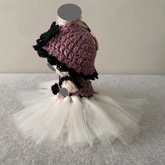 Handmade Crochet Mauve Black Cream Princess Tutu for 17cm Doll 2-Piece Set - Picture 2 of 6